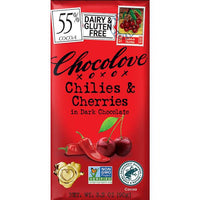 Chocolove Chilies & Cherries Dark Chocolate Bar