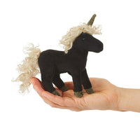 Mini Black Unicorn Finger Puppet