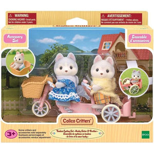 Calico Critters Tandem Cycling Set with Husky Sister & Brother