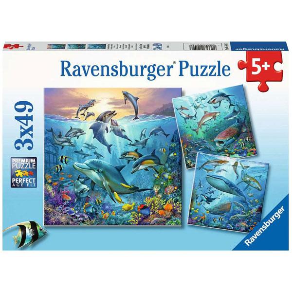 Ocean Life - 3 Puzzles (49pc)